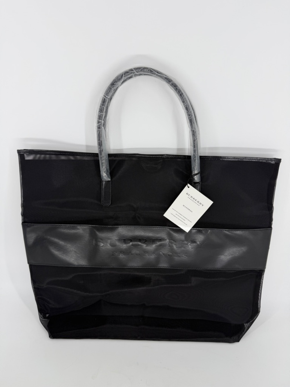 New Burberry Fragrance Mesh Nylon Black Large Handbag - Picture 1 of 7